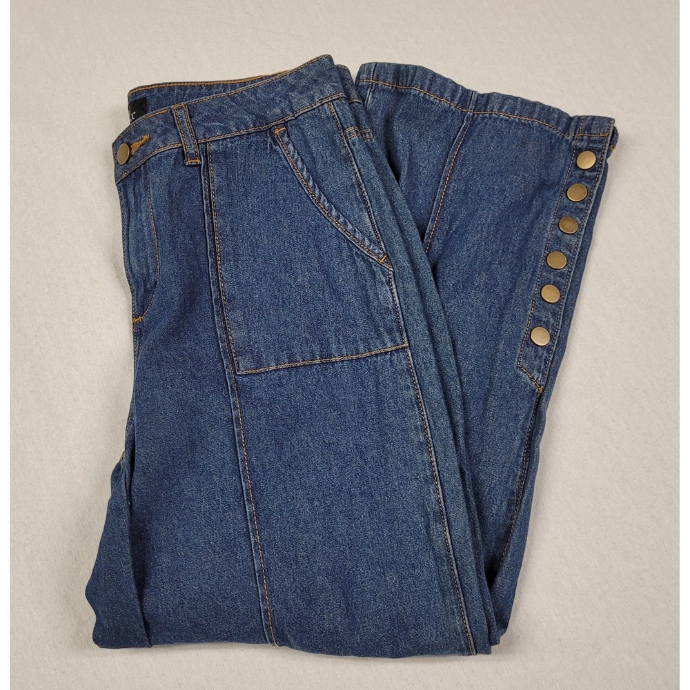Mod X Women's Blue Jeans Wide Leg Side Buttons Size 4